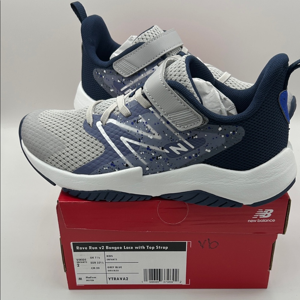New Balance Kids' Navy and Gray Sneakers